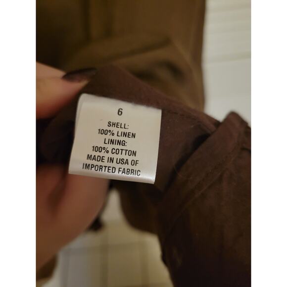 Anikka Becker Sleeveless Round Neck 100% Linen Swing Mini Dress Brown Womens 6 - Picture 5 of 11